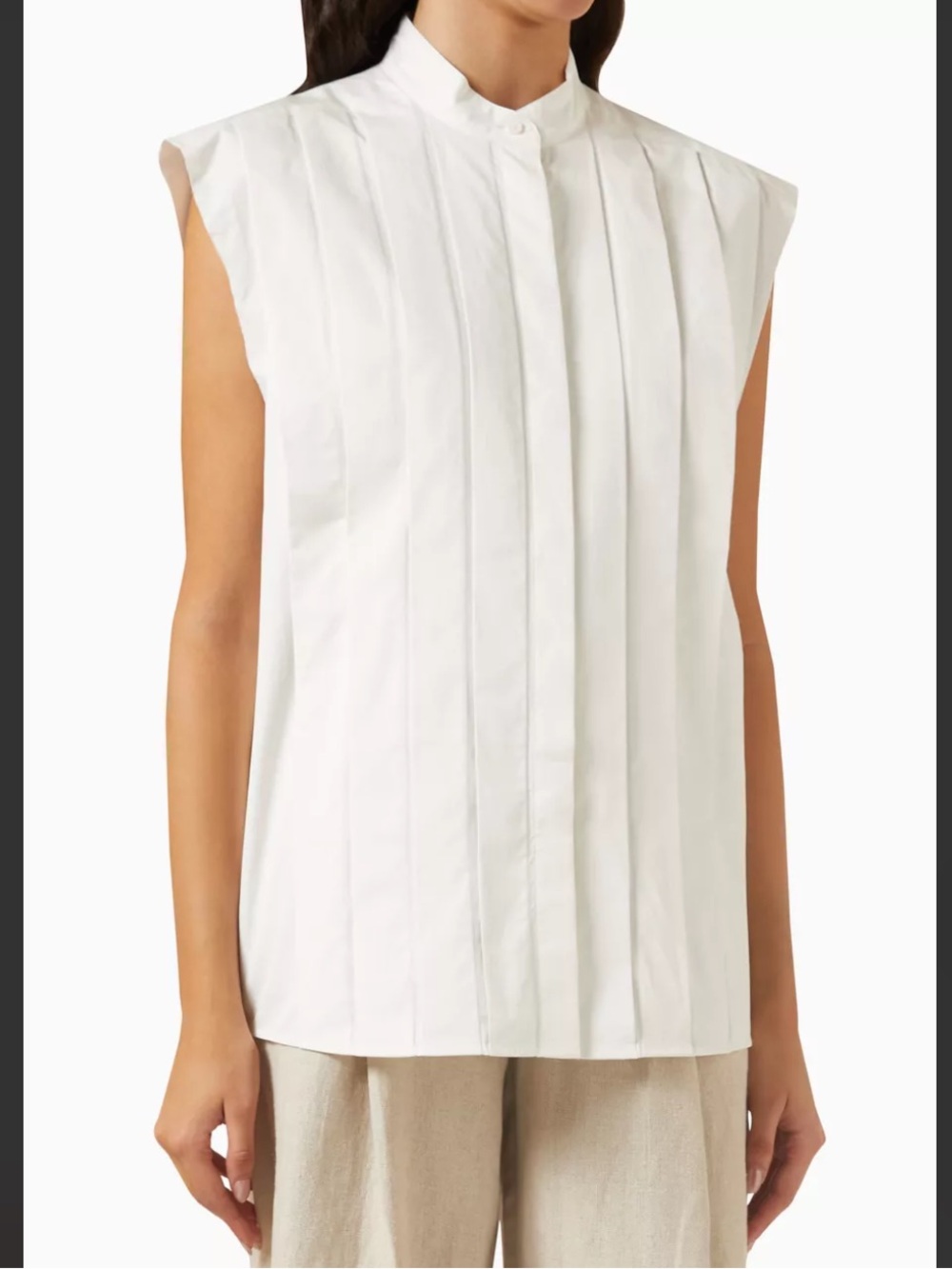 St. Agni Sleeveless Tuck Detail Shirt